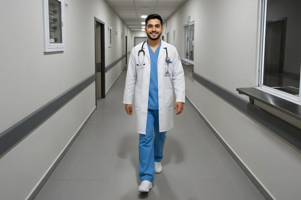 Doctor caminando en Hospital Santa Roberta